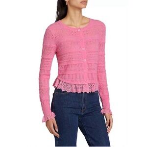 NEW LOVESHACKFANCY norden fluffy pointelle cardigan in petunia xs